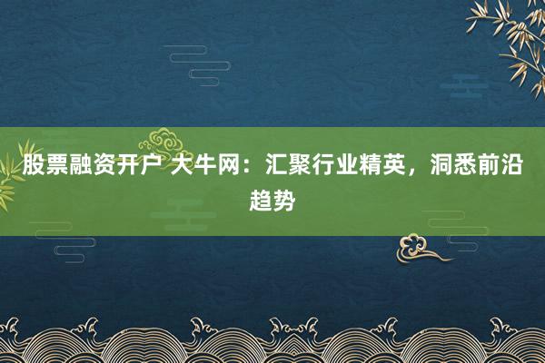 股票融资开户 大牛网：汇聚行业精英，洞悉前沿趋势
