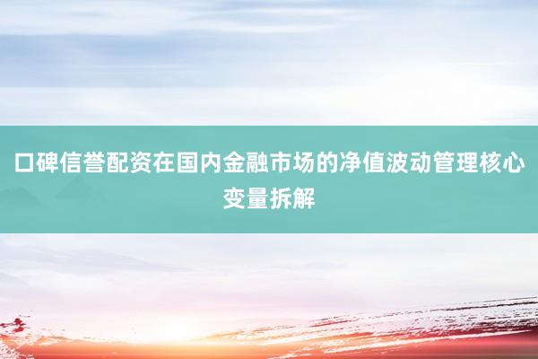 口碑信誉配资在国内金融市场的净值波动管理核心变量拆解