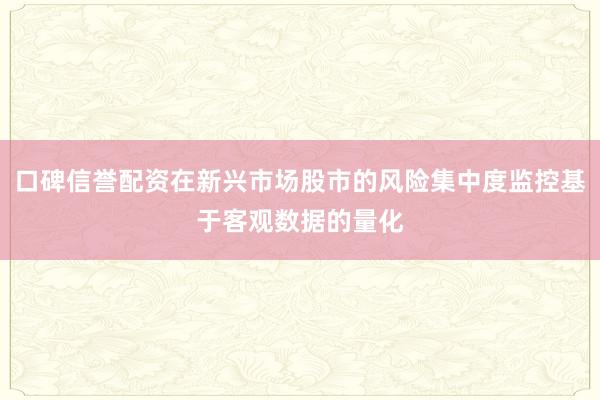 口碑信誉配资在新兴市场股市的风险集中度监控基于客观数据的量化