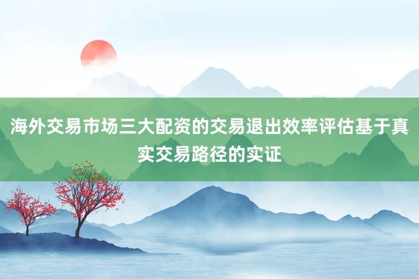 海外交易市场三大配资的交易退出效率评估基于真实交易路径的实证