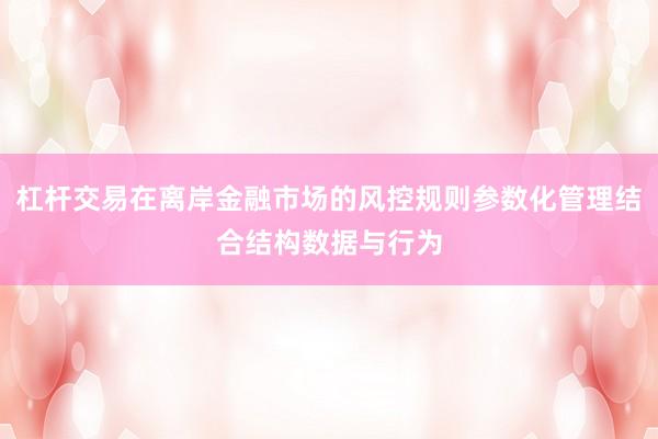 杠杆交易在离岸金融市场的风控规则参数化管理结合结构数据与行为