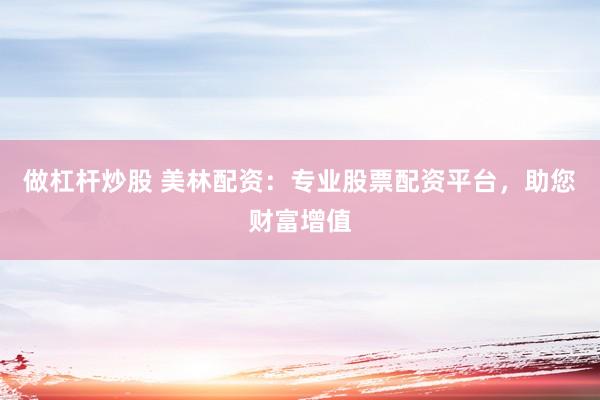 做杠杆炒股 美林配资：专业股票配资平台，助您财富增值