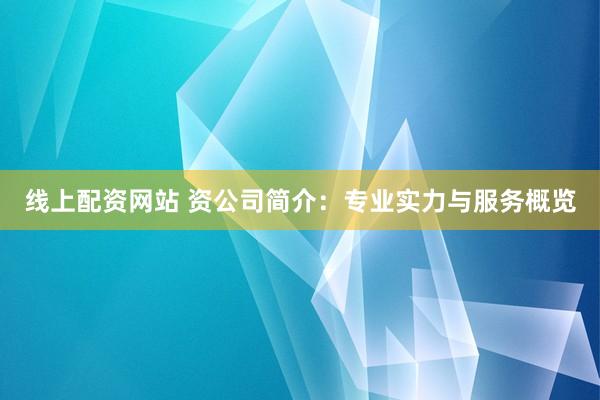 线上配资网站 资公司简介：专业实力与服务概览
