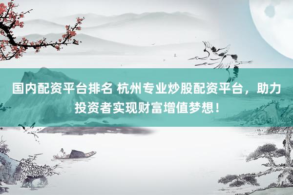 国内配资平台排名 杭州专业炒股配资平台，助力投资者实现财富增值梦想！
